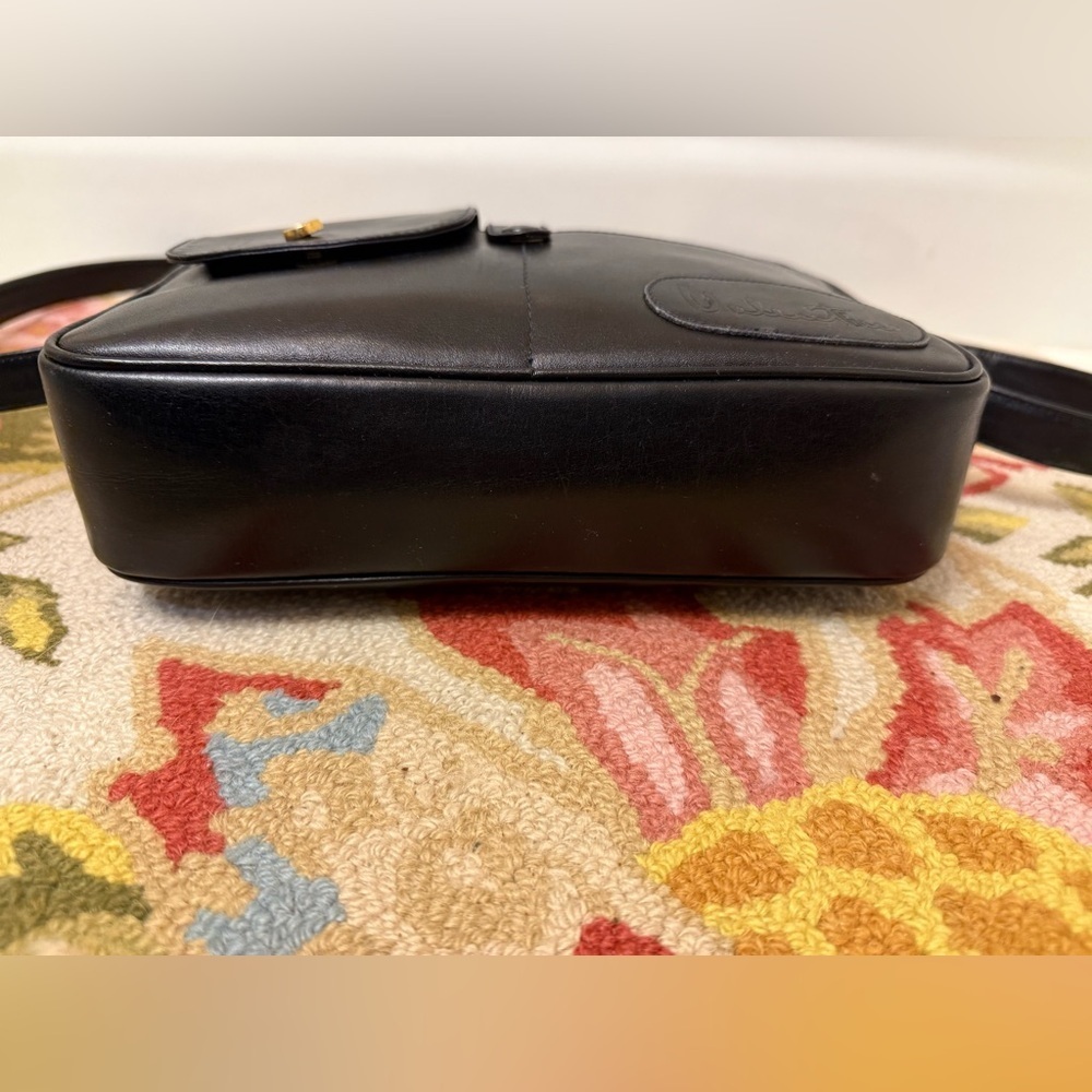 MARIO VALENTINO Unisex Rare Vintage Black Leather Satchel Crossbody - Picture 9 of 16